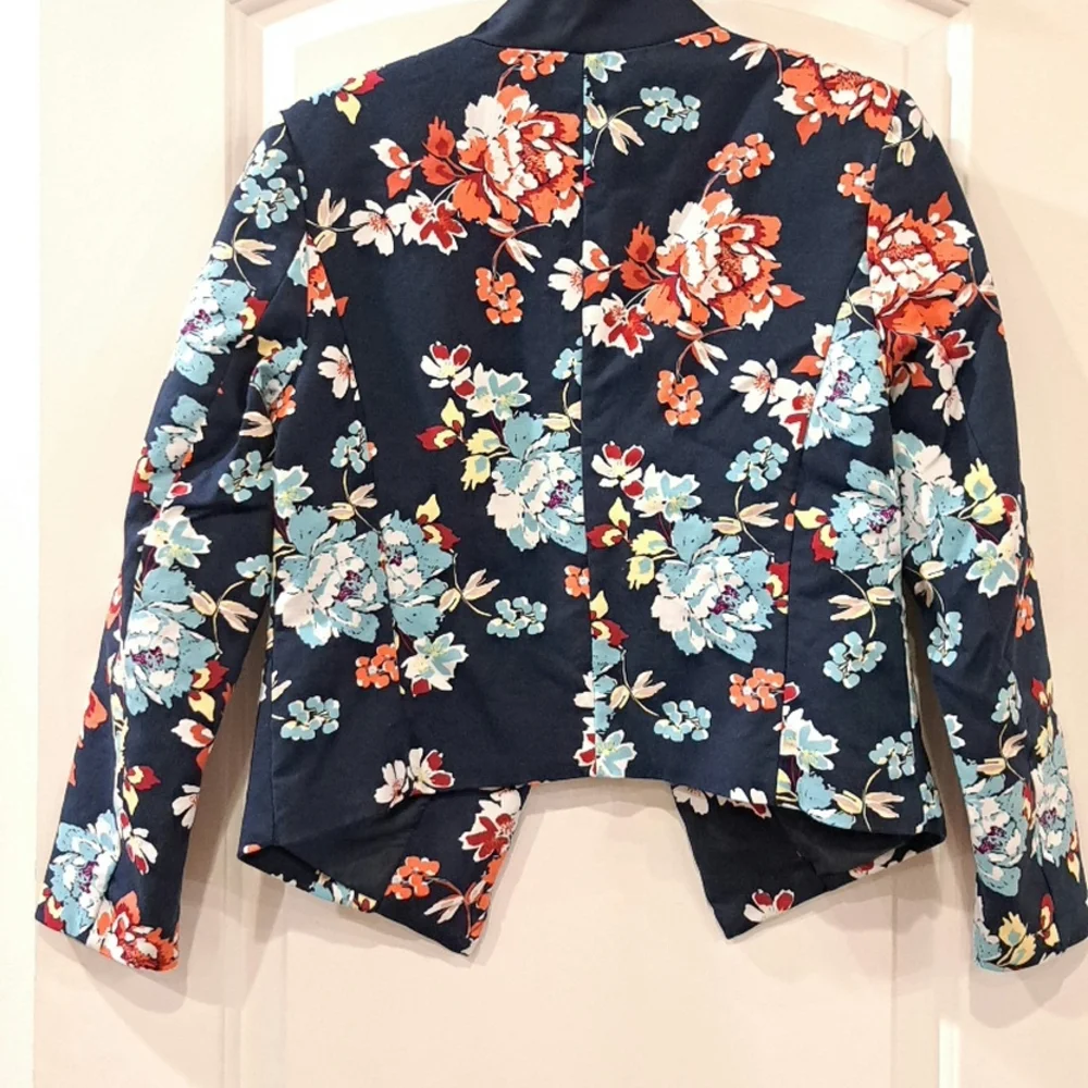 Simply Styled Floral blazer navy red blue Size M